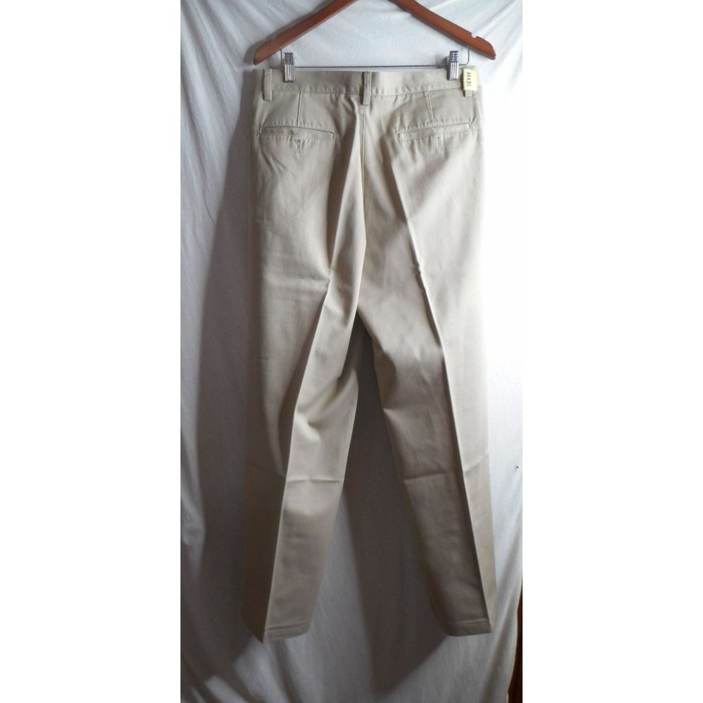 Vintage Eddie Bauer Sz 33W darker beige Pleated front 100% cotton chino pants - Picture 5 of 6